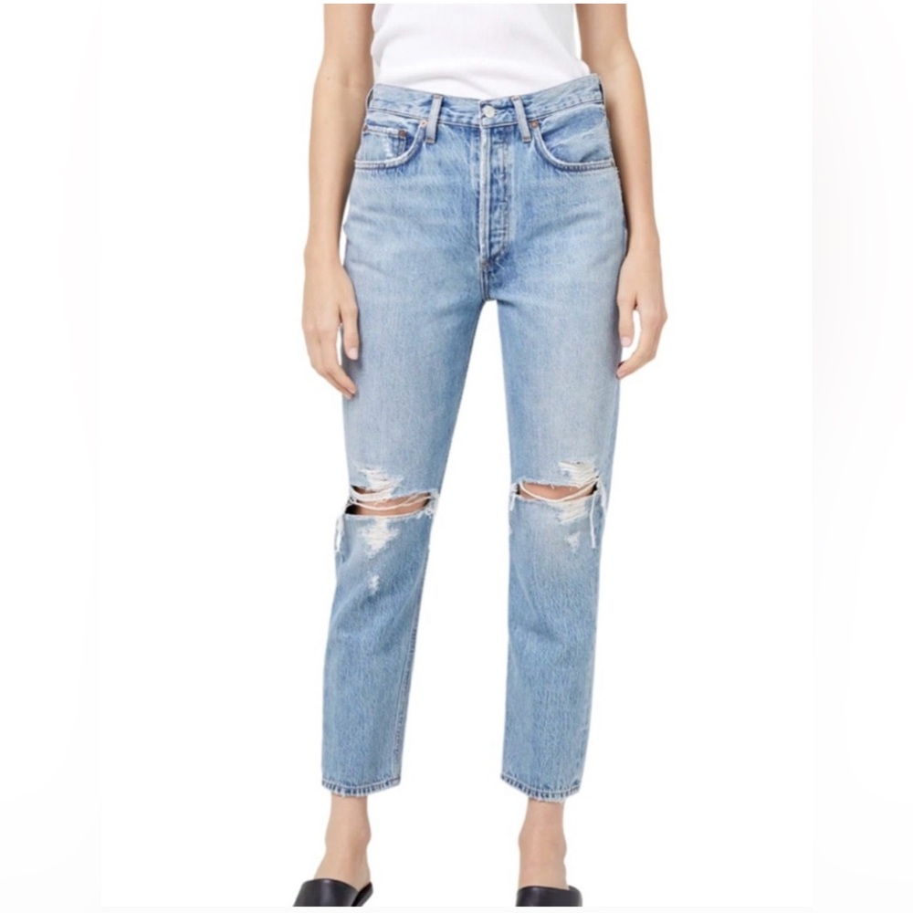 AGOLDE Riley High Rise Button Fly Straight Crop Jeans